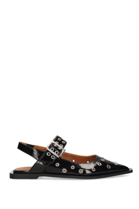 Toral |Leren sandalen met zilverkleurige details Casandra | zwart