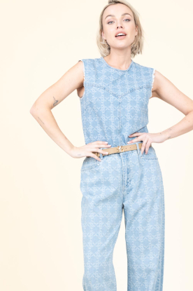 Dante6 | Monogram denim top Laia | blauw