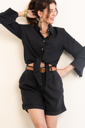 Mr Mood |  Linen tied blouse Mrs Mika | black 