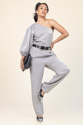 Aaiko |  Metallic one-shoulder jumpsuit Livee | silver 