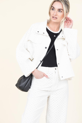 Co'Couture |  Embroidered denim jacket Holly | white