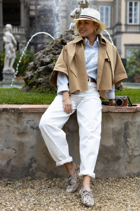 Est'Seven |  Canvas poncho Amalya | beige 