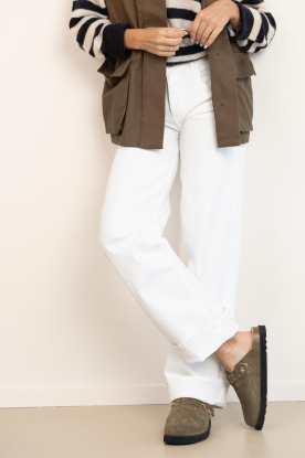 Scholl | Suède clogs met bond Benny | groen 