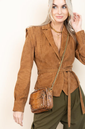 Ibana | Suède jas/gilet met ceintuur Joyce | camel 