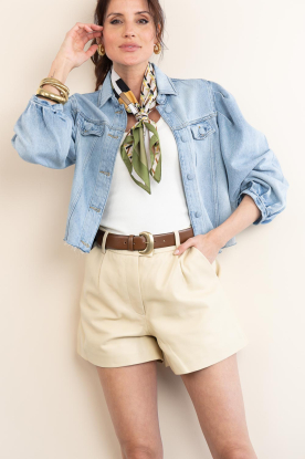 Ibana | Denim blouse met pofmouwen Trania | blauw 