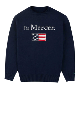Mercer | Katoenen trui met print Lilly | donkerblauw 