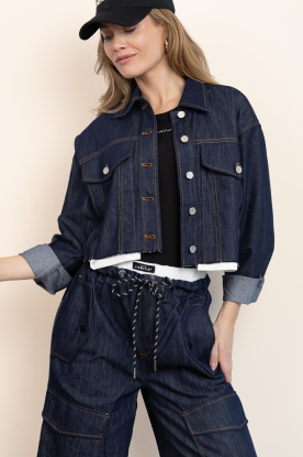 Haute L'Amitié |  Cropped denim blouse/jacket Lotte | dark blue  