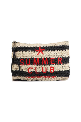 Lola Casademunt |  Striped raffia clutch Breton | black 