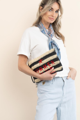Lola Casademunt |  Striped raffia clutch Breton | black 