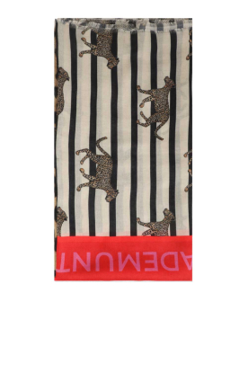 Lola Casademunt |  Scarf with stripes and leopard print Rota | black 