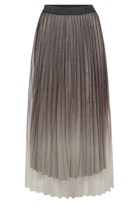 Co'Couture |  Plissé maxi skirt with glitters Lara | brown 