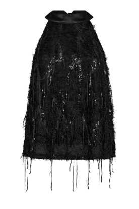 Co'Couture |  Top with sequins and fringes Silla | black 