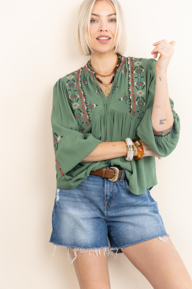 ba&sh | Top met borduursels Tilt | groen 