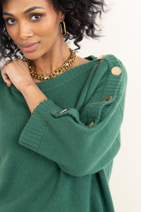ba&sh |  Cashmere sweater with buttons Classy | green 