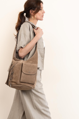 ba&sh |  Suede crossbody bag Youyou | taupe 