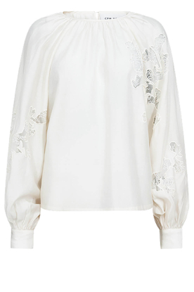 Copenhagen Muse |  Top with balloon sleeves and embroidery Molly | natural 