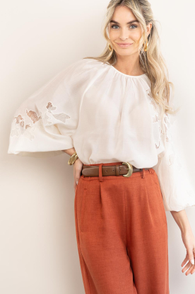 Copenhagen Muse |  Top with balloon sleeves and embroidery Molly | natural 