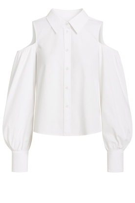 Janice | Poplin blouse met cut-outs Stone | wit 