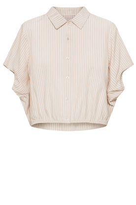 Janice |  Cropped poplin striped blouse Cross | beige 