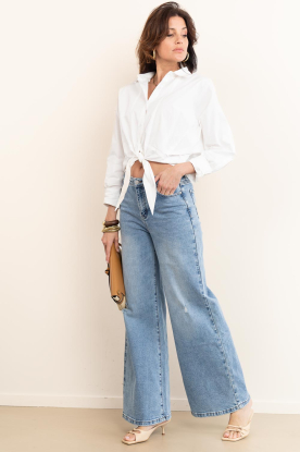 Janice |  Mid waist wide leg jeans Cash | blue 