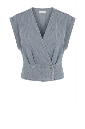 Est'Seven | Pinstripe denim top Pfeiffer | blauw 
