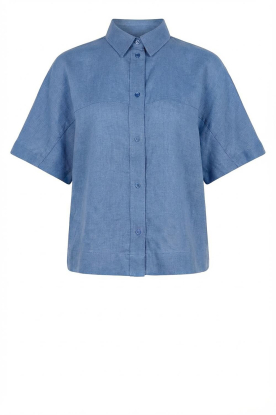Est'Seven |  Linen mix blouse Freya | blue 