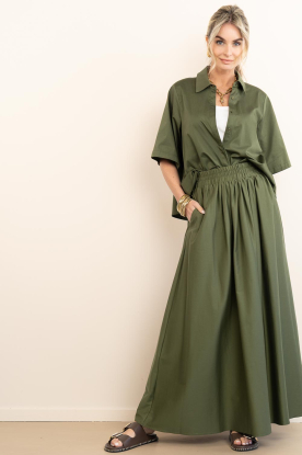 Est'Seven |  Poplin maxi skirt Aylin | dark green  