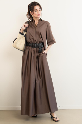 Est'Seven |  Poplin maxi skirt Aylin | brown 