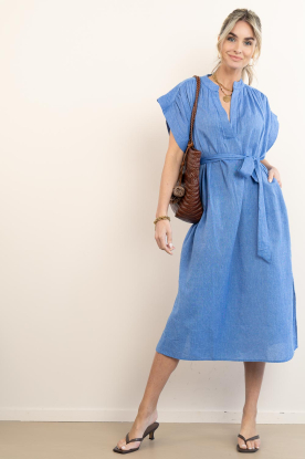 by-bar |  Cotton midi dress Bodin | blue 