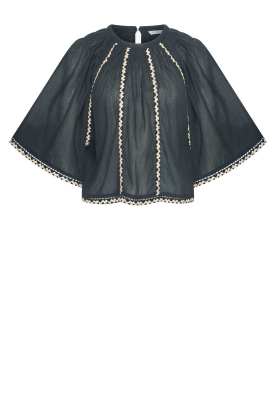 by-bar |  Top with embroidery Emmi | black 