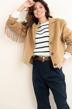 Alter Ego |  Woolen jacket with fringes Billie | camel 