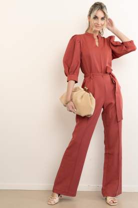 Aaiko |  Jumpsuit with bow belt Hellen | red 
