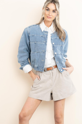 Aaiko | Denim cropped jasje Fallon | blauw 