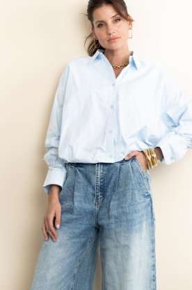 Aaiko |  Blouse with elastic waistband Mikkie | blue 