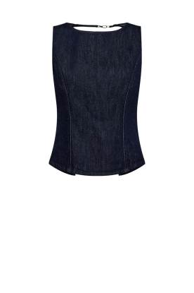 Copenhagen Muse | Denim top met open rug Jalynn | donkerblauw 