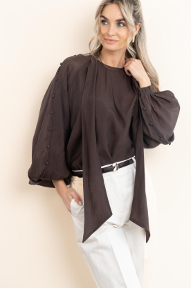 Copenhagen Muse |  Ciffon top with buttons Tilly | brown 