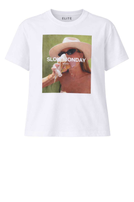 Elite Paris | T-shirt met print Slow | wit 