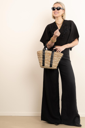 Lois Jeans |  Wide leg linen pants Marlene L32 | black 