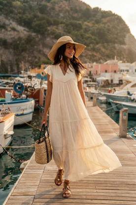 Devotion |  Maxi dress with ruffles Reverie | natural 