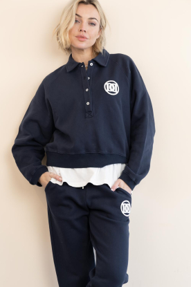 Deblon |  Polo sweater with logo Lotte | dark blue 