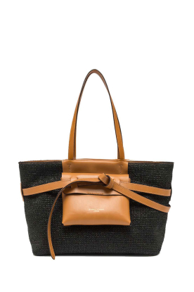 Gianni Chiarini | Raffia shopper met leren details Belty | zwart 