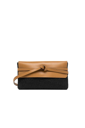 Gianni Chiarini |  Raffia clutch with leather details Belty | black 
