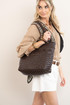 Gianni Chiarini | Leren gevlochten shopper Paloma | bruin 