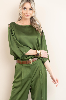 Dante6 | Satijnen top met cut-outs Risette | groen 