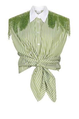 Dante6 |  Sleeveless blouse with fringes Rhobin | beige 