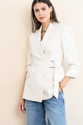 Dante6 |  Double breasted belt blazer Dome | natural 