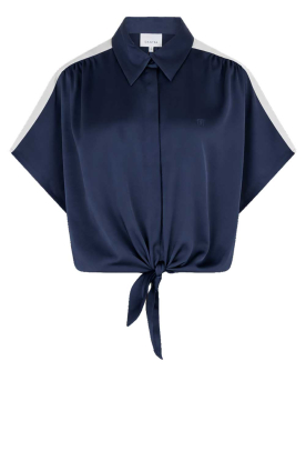 Dante6 |  Satin knotted blouse Siren | dark blue 