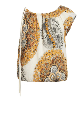 Antik Batik |  One shoulder top with print Lili | brown 