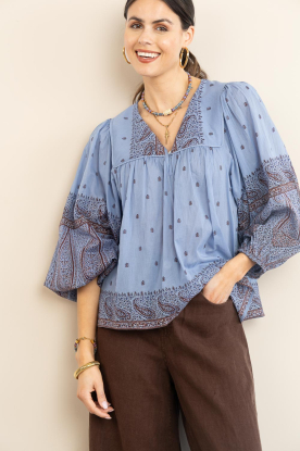 Antik Batik |  Top with print Johri | blue 