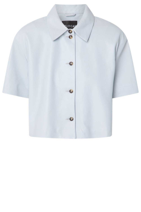 STUDIO AR | Leren cropped blouse Eveline | blauw 